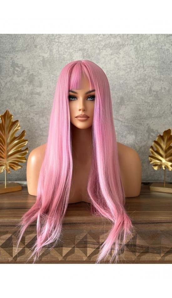 1.kalite gerçek saçtan farksız pembe pink perçemli peruk 1.kalite gerçek saçtan farksız pembe pink perçemli peruk