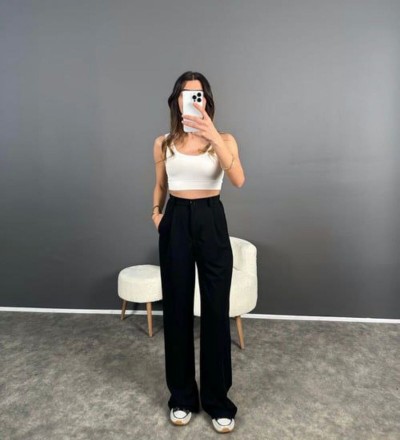 Belden lastikli geniş paça palazzo pantolon