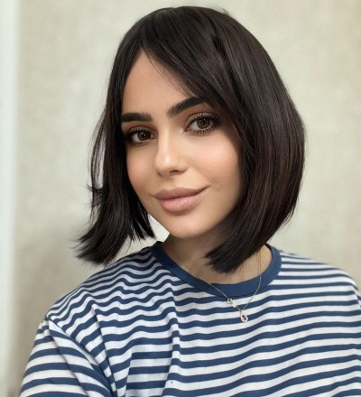 bob model perçemli koyu kahve