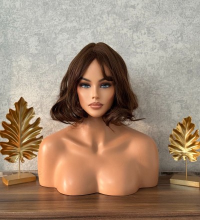 Dalgalı bob model açık kumral perçemli peruk