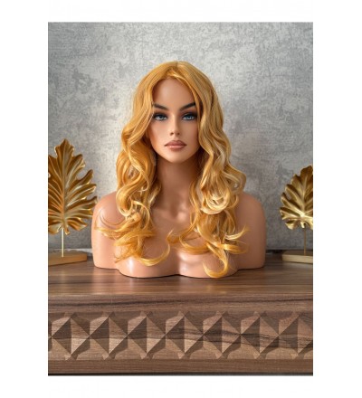 Dalgalı gold rengi 1 . Kalite perçemli kahküllü peruk