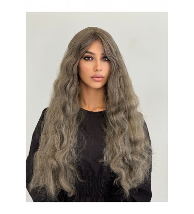 Dalgalı koyu gri perçemli model