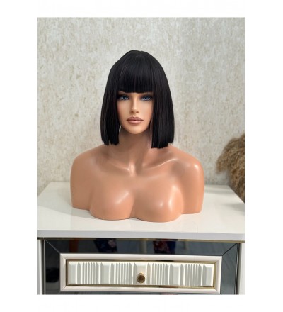 Düz Koyu Kahve Perçemli Peruk