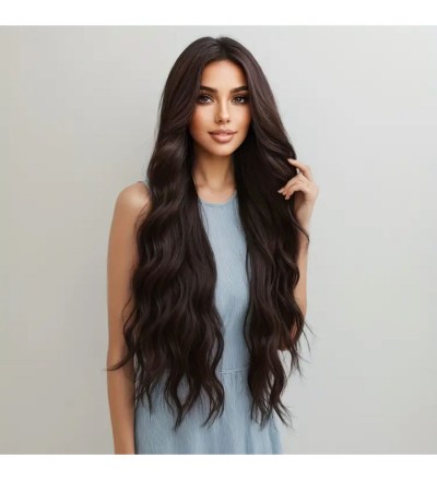 Gerçek saç dokusunda koyu kahve perçemsiz vip peruk Gerçek saç dokusunda koyu kahve perçemsiz vip peruk