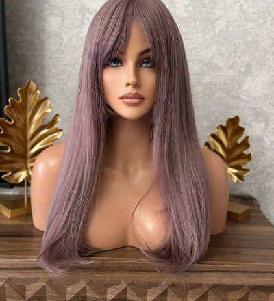 Gerçek saç dokusunda leylak mor lila perçemli peruk Gerçek saç dokusunda leylak mor lila perçemli peruk