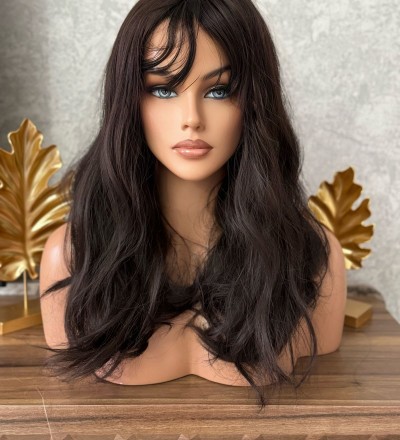 Koyu kahve dalgalı ortaboy peruk Koyu kahve dalgalı ortaboy peruk