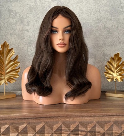Koyu kahve dalgalı perçemli peruk Koyu kahve dalgalı perçemli peruk