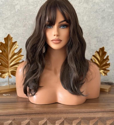 Kumral dalgalı perçemli 1.kalite mat yapıda peruk