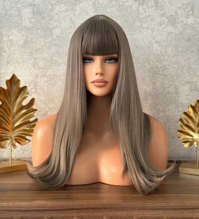 Luxury açık gri uzun perçemli 1.kalite peruk