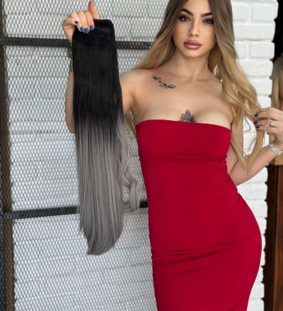 Luxury Düz Bağlamalı At kuyruğu SiyahGri