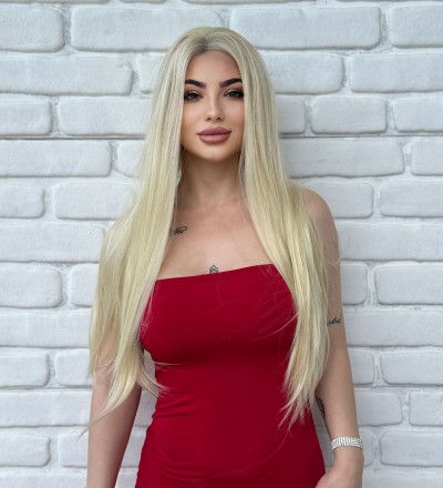 Luxury Düz Platin Uzun Tül Peruk