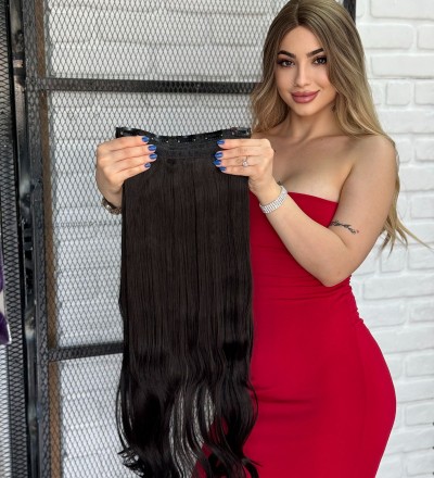 Luxury Geniş Dalgalı Yarımay+2 Yan Çıtçıt KoyuKahve