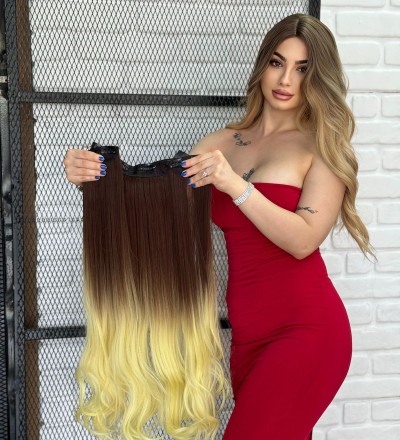 Luxury Geniş Dalgalı Yarımay+2 Yan Çıtçıt Ombreli Renk