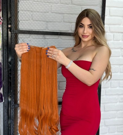 Luxury GenişDalgalı Yarımay+2 Yan Çıtçıt Bakır Renk