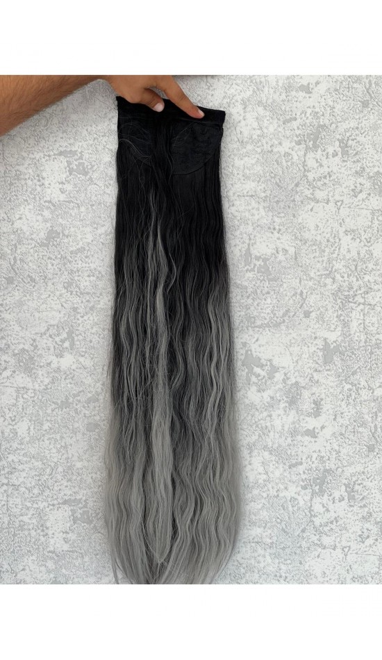 Luxury Kıvırcık At Kuyruğu Siyahgri Luxury Kıvırcık At Kuyruğu Siyahgri