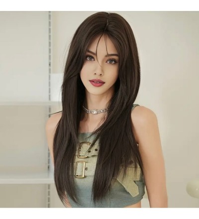 Luxury koyu kahve perçemli peruk Luxury koyu kahve perçemli peruk