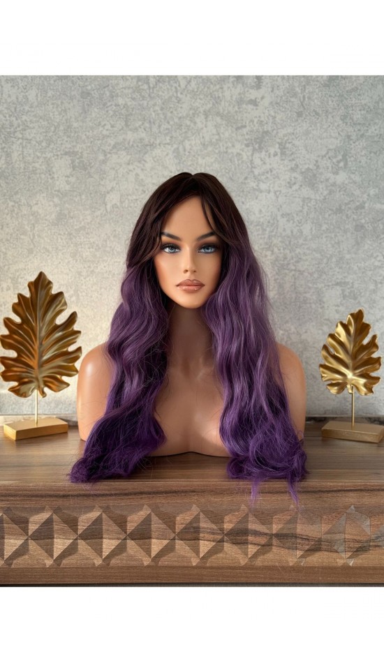Luxury ombreli mor dalgalı kahküllü peruk Luxury ombreli mor dalgalı kahküllü peruk
