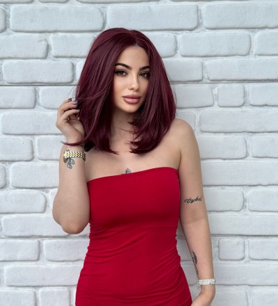 Luxury Orta Boy Özel Kızıl Tül Peruk