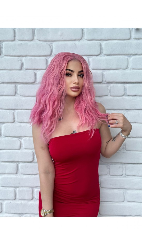 Luxury Özel Pembe Tül Peruk Kıvırıcık Luxury Özel Pembe Tül Peruk Kıvırıcık