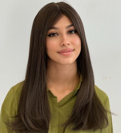 Luxury özel perçemli kumral peruk