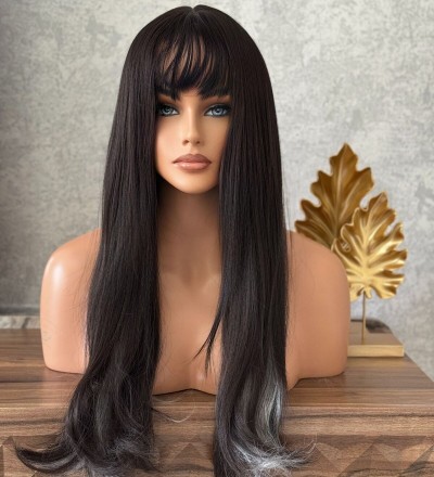 Luxury özel vip peruk gerçek saça en yakın dokuda