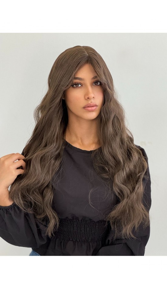 Luxury perçemli kumral dalgalı peruk