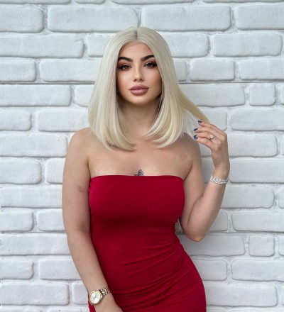 Luxury Platin Tül Peruk Orta Boy