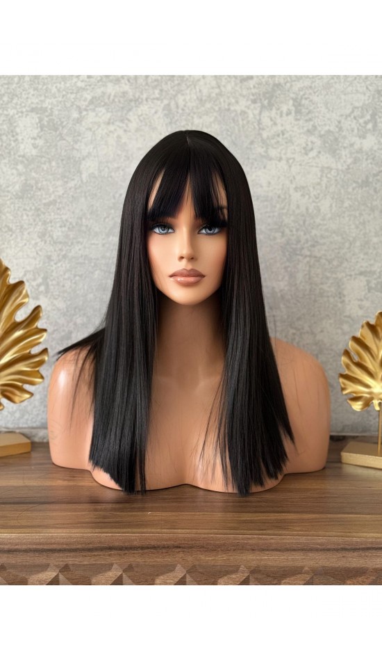 Luxury siyah düz perçemli peruk Luxury siyah düz perçemli peruk