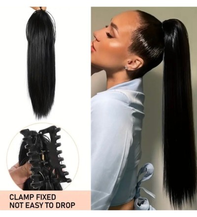 Luxury siyah düz tokalı at kuyruğu