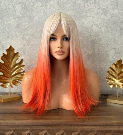 Luxury yeni sezon çok renkli soğuk sarı turuncu peruk Luxury yeni sezon çok renkli soğuk sarı turuncu peruk