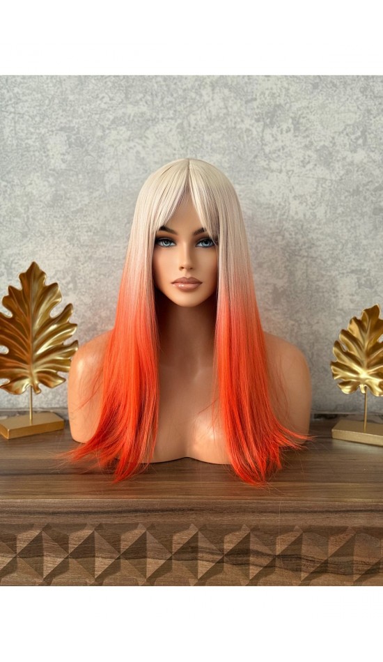 Luxury yeni sezon çok renkli soğuk sarı turuncu peruk Luxury yeni sezon çok renkli soğuk sarı turuncu peruk
