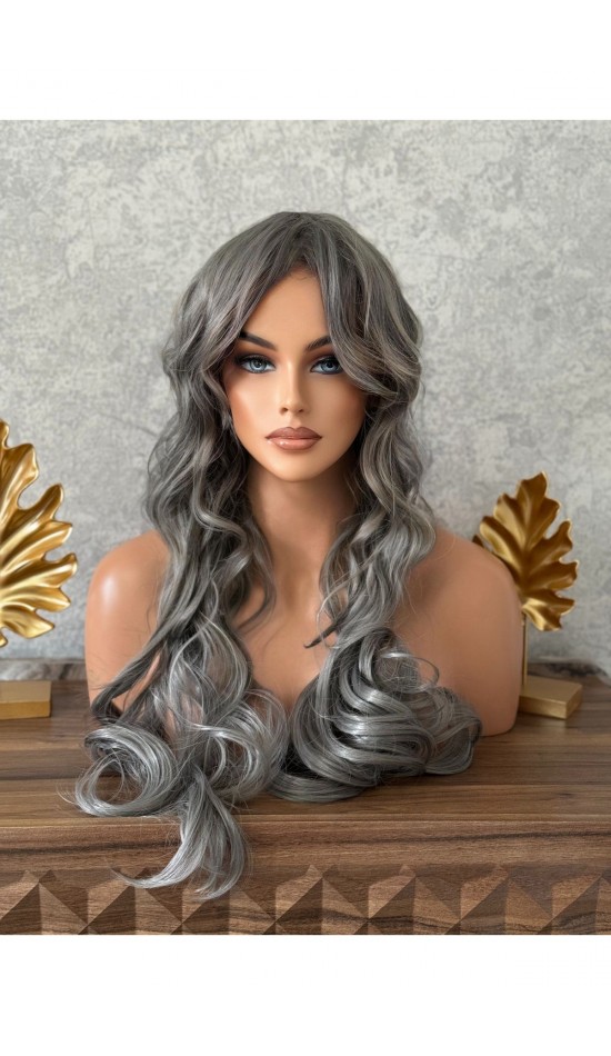 Luxury yeni sezon gri dalgalı peruk Luxury yeni sezon gri dalgalı peruk