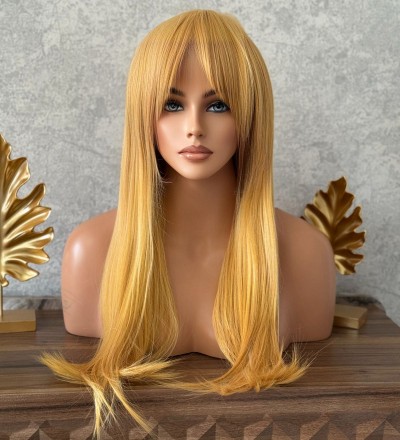 Luxury yeni sezon koyu sarı perçemli düz peruk Luxury yeni sezon koyu sarı perçemli düz peruk