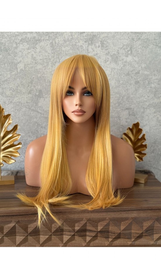 Luxury yeni sezon koyu sarı perçemli düz peruk Luxury yeni sezon koyu sarı perçemli düz peruk