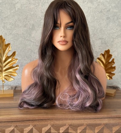 Luxury yeni sezon kumral aralarda leylak ışıltılı peruk Luxury yeni sezon kumral aralarda leylak ışıltılı peruk