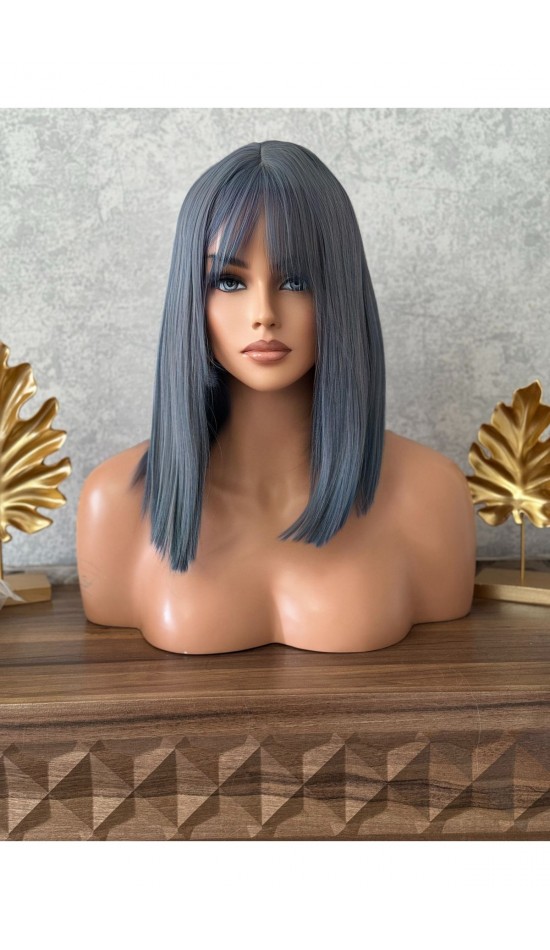 Luxury yeni sezon medikal cilt peruk mavi tonu düz peruk Luxury yeni sezon medikal cilt peruk mavi tonu düz peruk