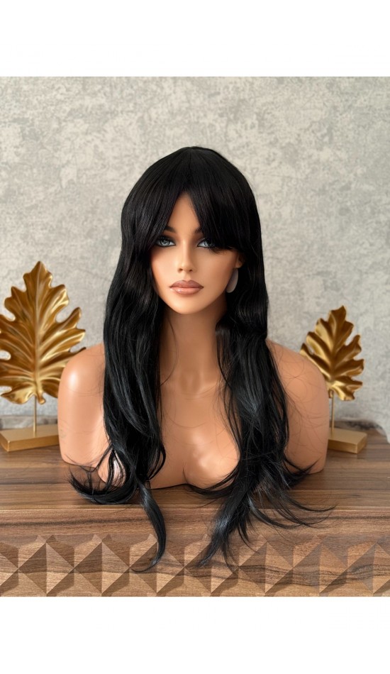 Luxury yeni sezon siyah düz peruk