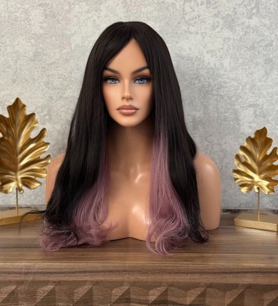 Ombreli Siyah Pembe Işıltılı Perçemli Peruk