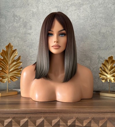 Ombreli tarz sevenlere 1.kalite perçemli düz omuz hizası peruk