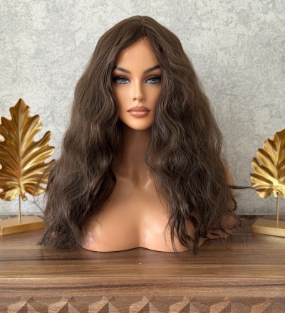 Özel dalgalı hacimli mat yapıda kumral peruk