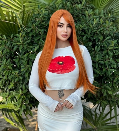 Özel vip bakır düz perçemli peruk