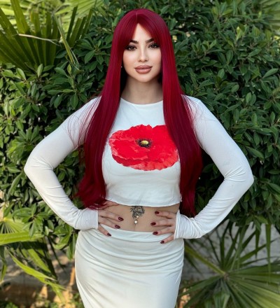 Özel vip kızıl perçemli düz peruk