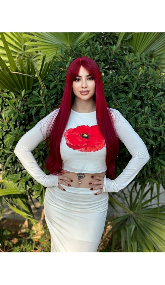 Özel vip kızıl perçemli düz peruk Özel vip kızıl perçemli düz peruk