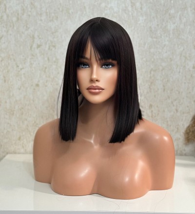 Özel vip seri koyu kahve gri ışıltılı peruk