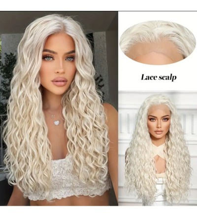 Soğuk sarı dalgalı tül peruk perçemsiz peruk Soğuk sarı dalgalı tül peruk perçemsiz peruk