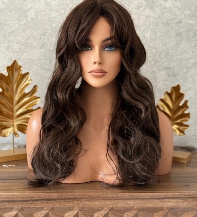 Yeni sezon dalgalı koyu kahve perçemli vip peruk Yeni sezon dalgalı koyu kahve perçemli vip peruk