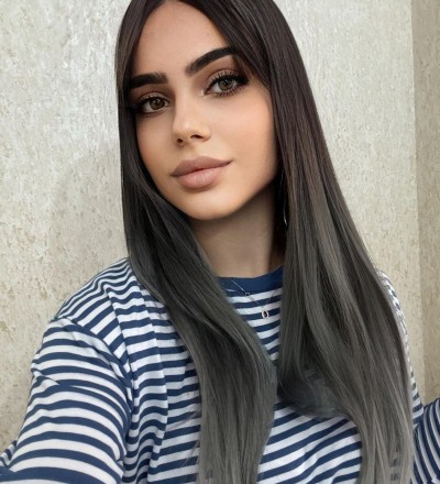 Yeni sezon dip kumral uçlar açık gri perçemli peruk