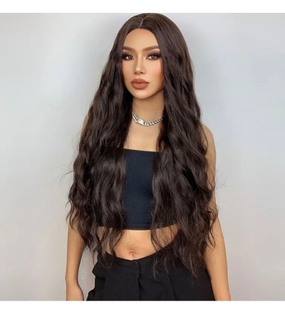 Yeni sezon gerçek saç dokusunda kahve dalgalı perçemsiz peruk