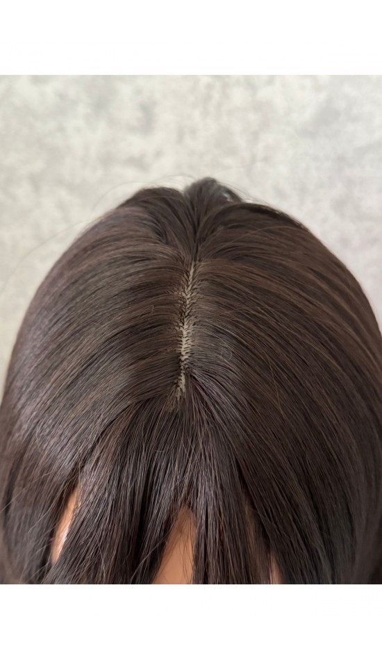 Yeni sezon gerçek saç dokusunda koyu kahve perçemli peruk Yeni sezon gerçek saç dokusunda koyu kahve perçemli peruk