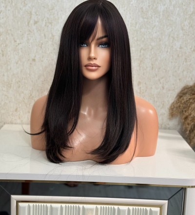 Yeni sezon koyu kahve perçemli vip peruk